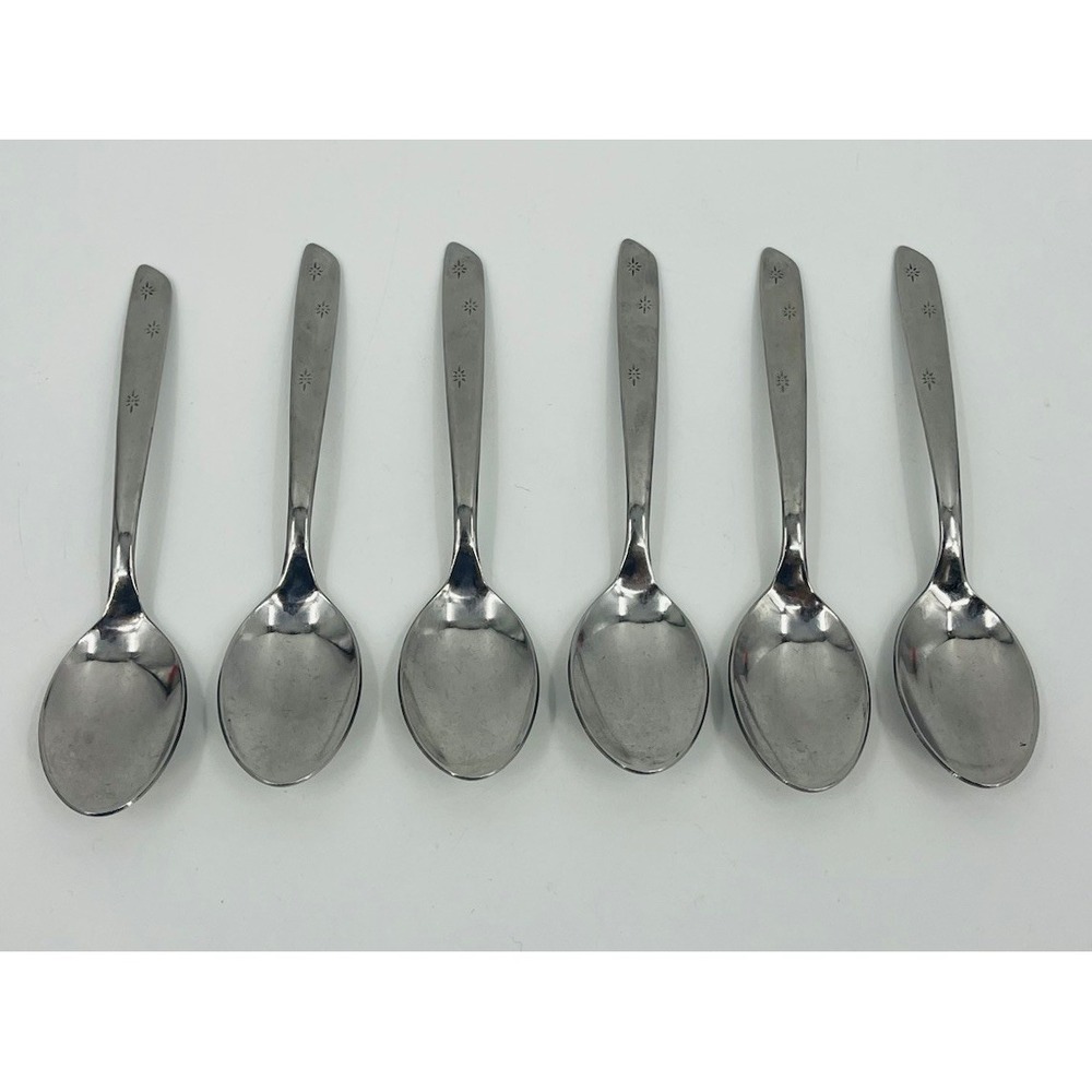 Set Of 6 Vintage Superior Stainless Atomic Night Sky Teaspoons MCM USA